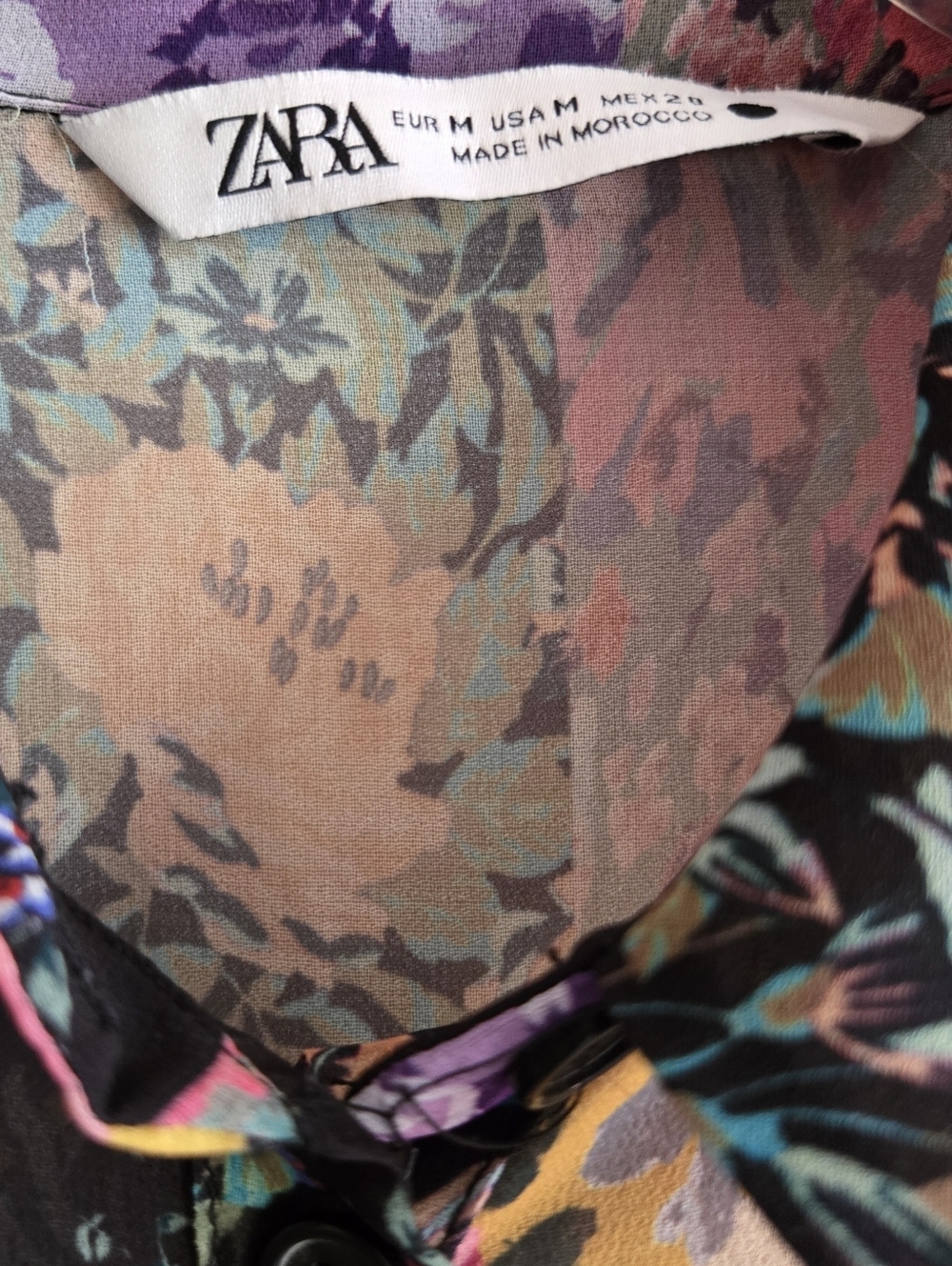 Zara Amelia Floral Patchwork Longsleeve Button Down Mini Dress Size Medium - Picture 6 of 15